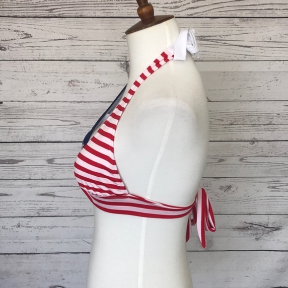SHORE TRENDZ USA Flag Halter Bikini Top Size Small - Picture 7 of 9